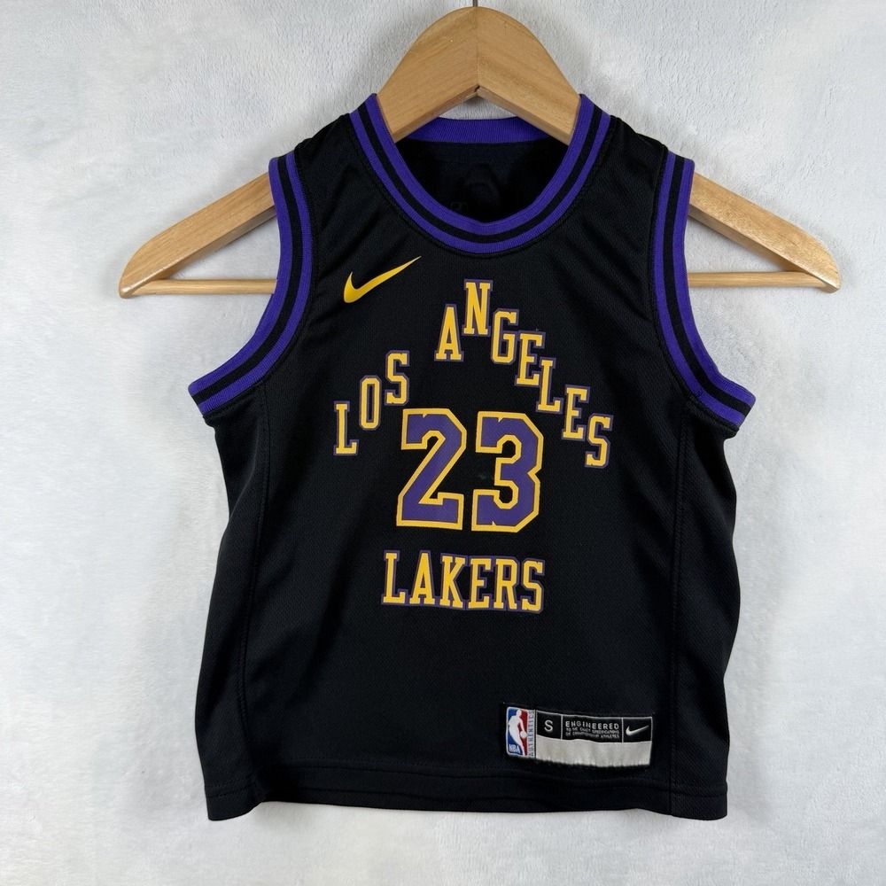 Nike Los Angeles Lakers LeBron James Jersey Youth Small 4 Black NBA 23 NBACRJ1ST